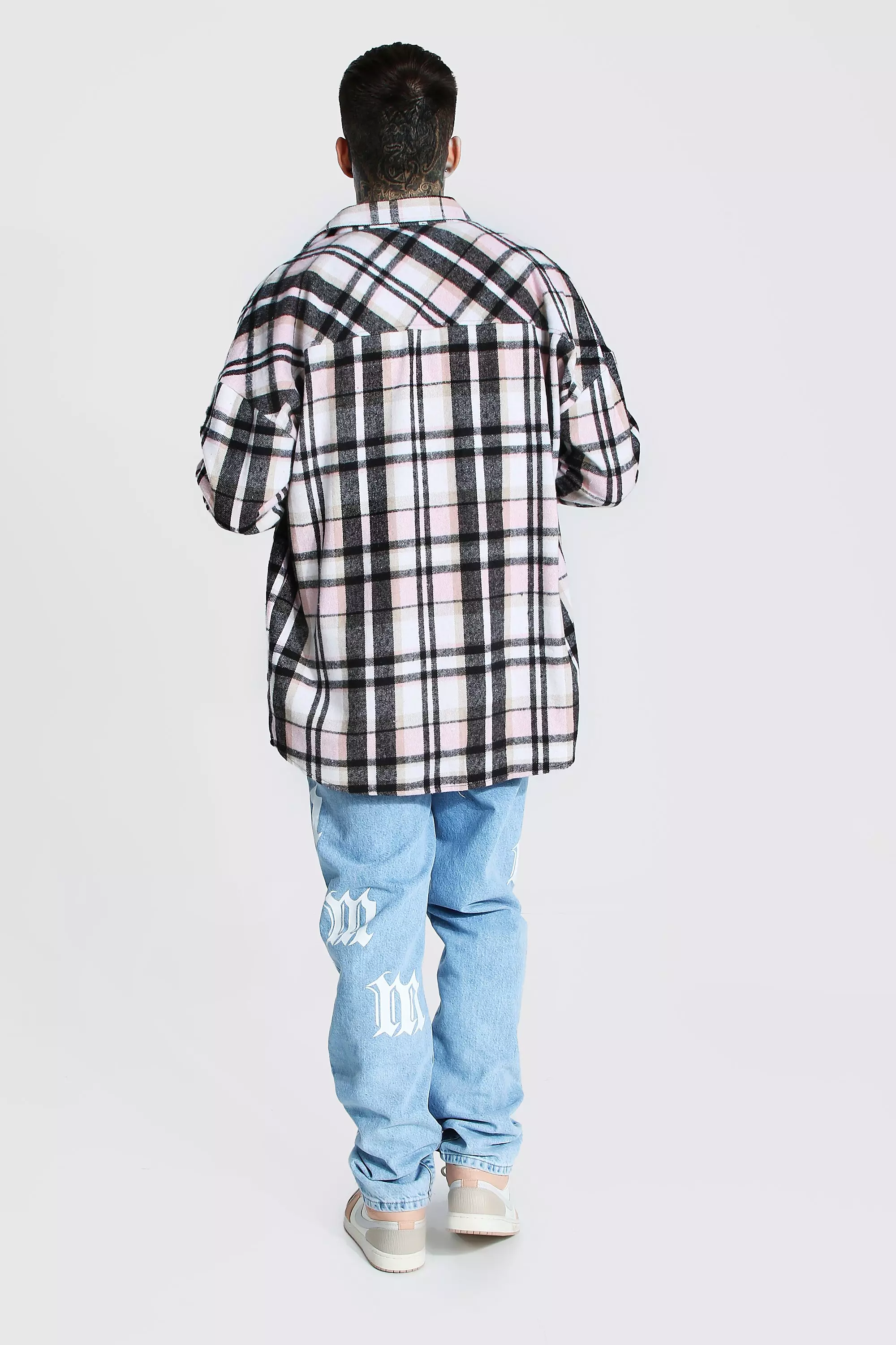 Light pink Oversized Heavy Weight Check Overshirt alternative image