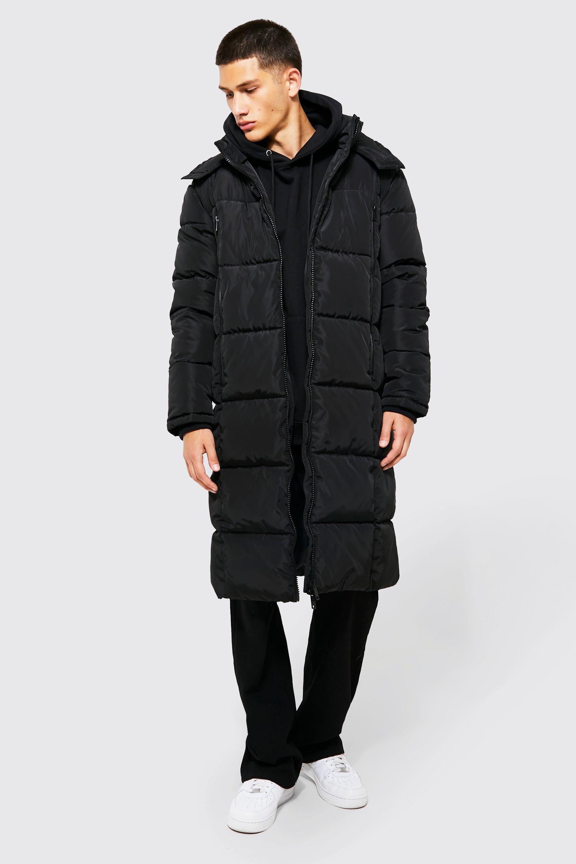 Boohooman longline puffer jacket on sale