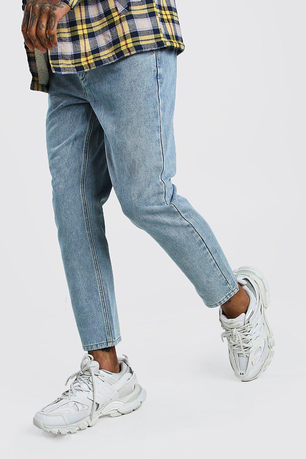 Tapered Jeans With Pleats Boohooman
