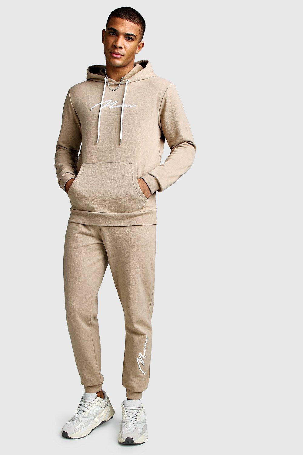 boohooman beige tracksuit