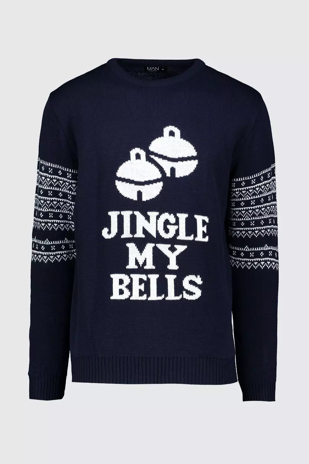 Jingle My Bells Slogan Christmas Jumper boohooMAN