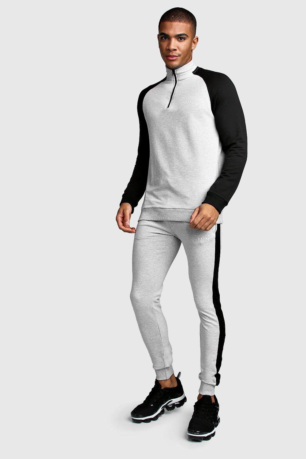 grey muscle fit tracksuit