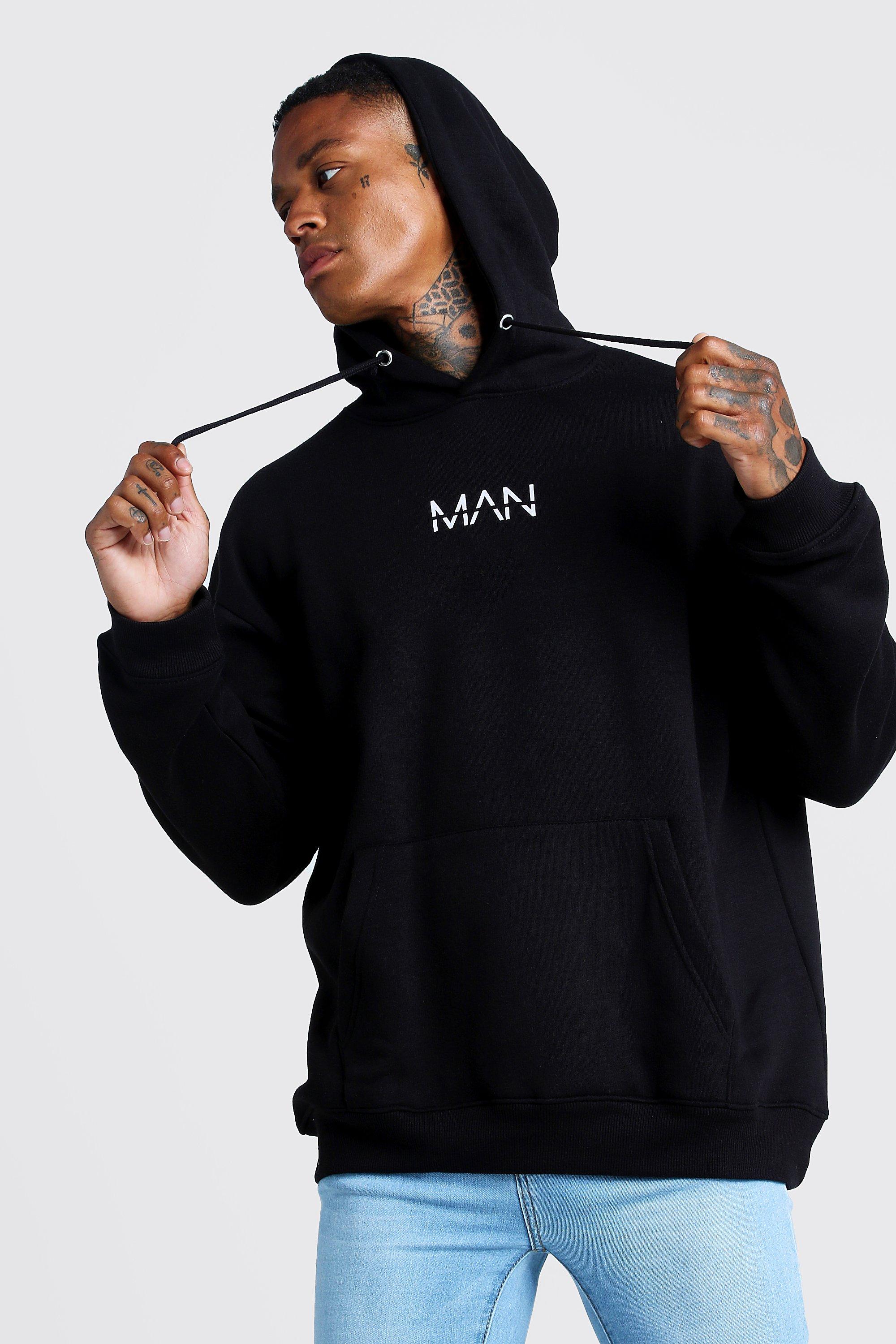 boohoo man black hoodie