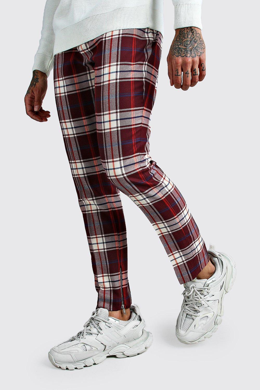 boohooman tartan trousers