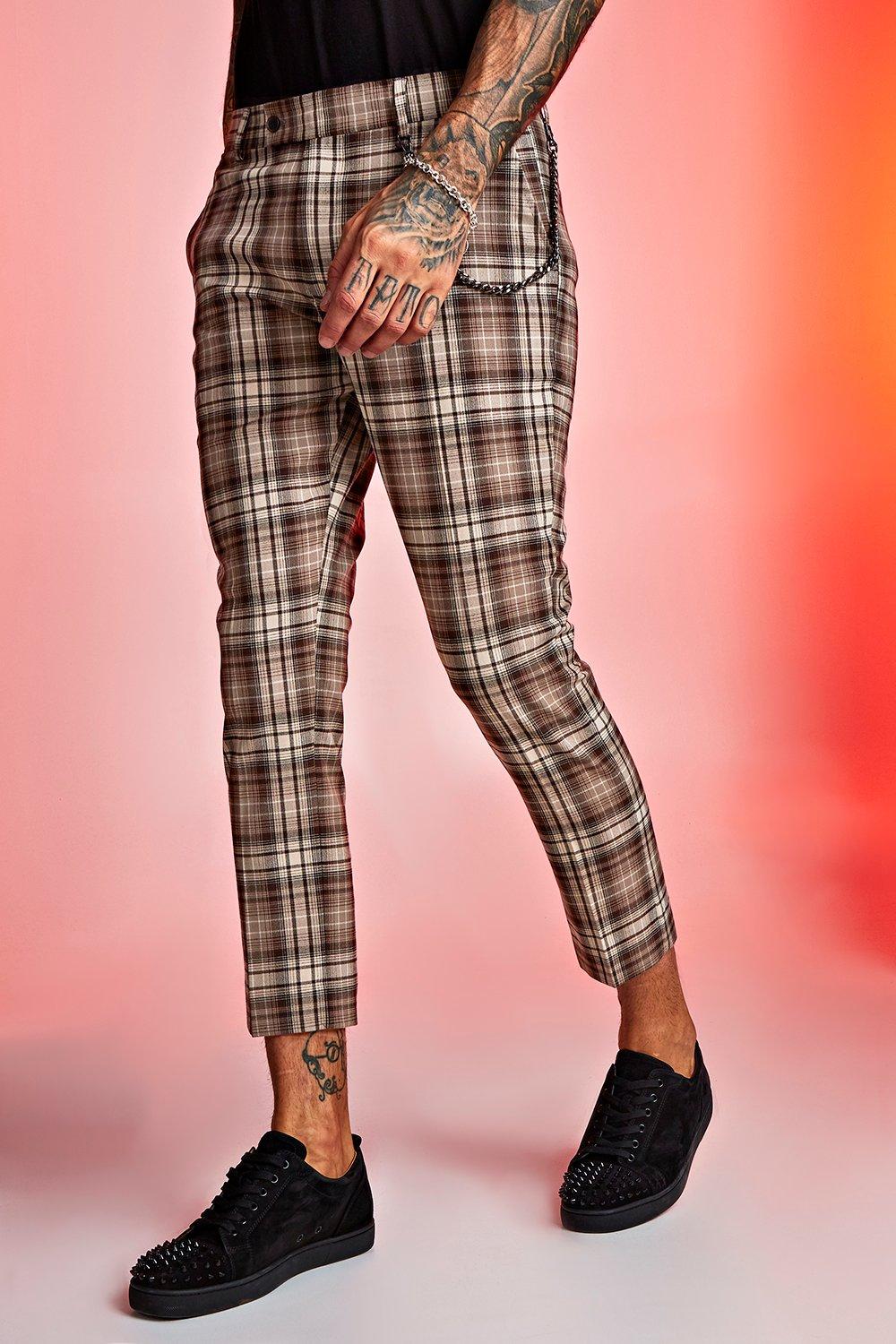boohooman tartan trousers