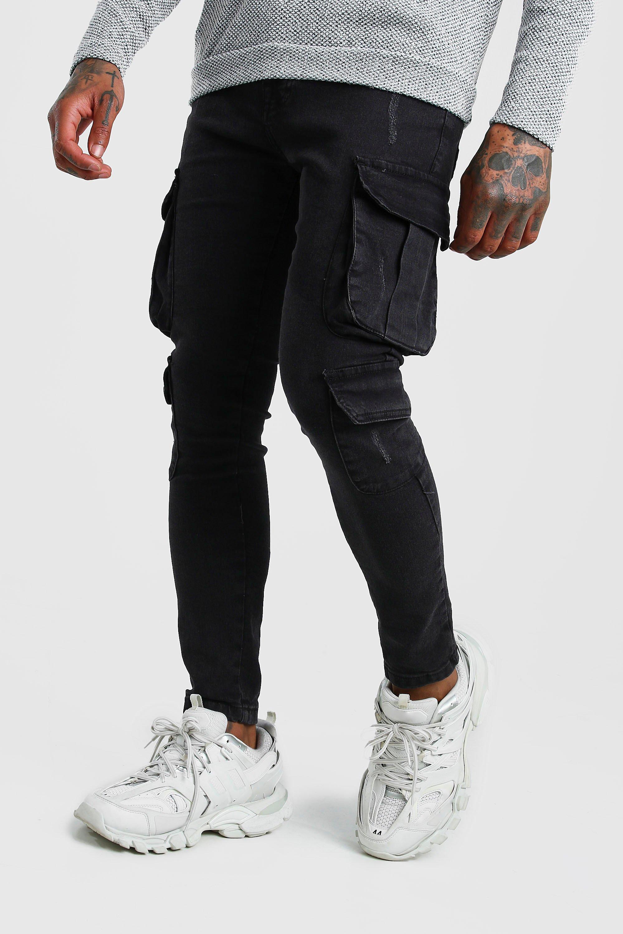 Skinny Fit Cargo Jeans | boohooMAN