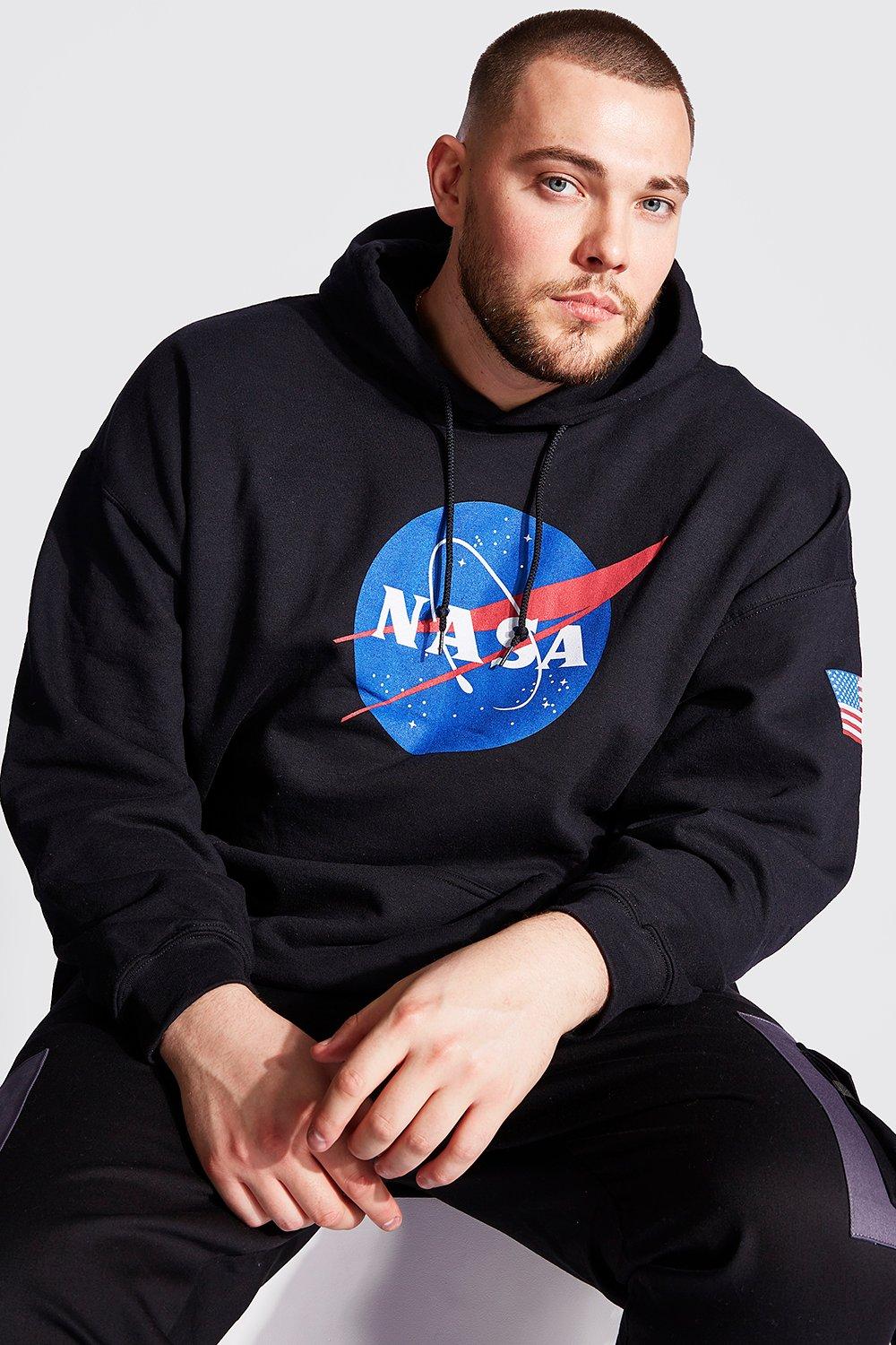 Plus Size NASA Sleeve Print License Hoodie boohooMAN USA