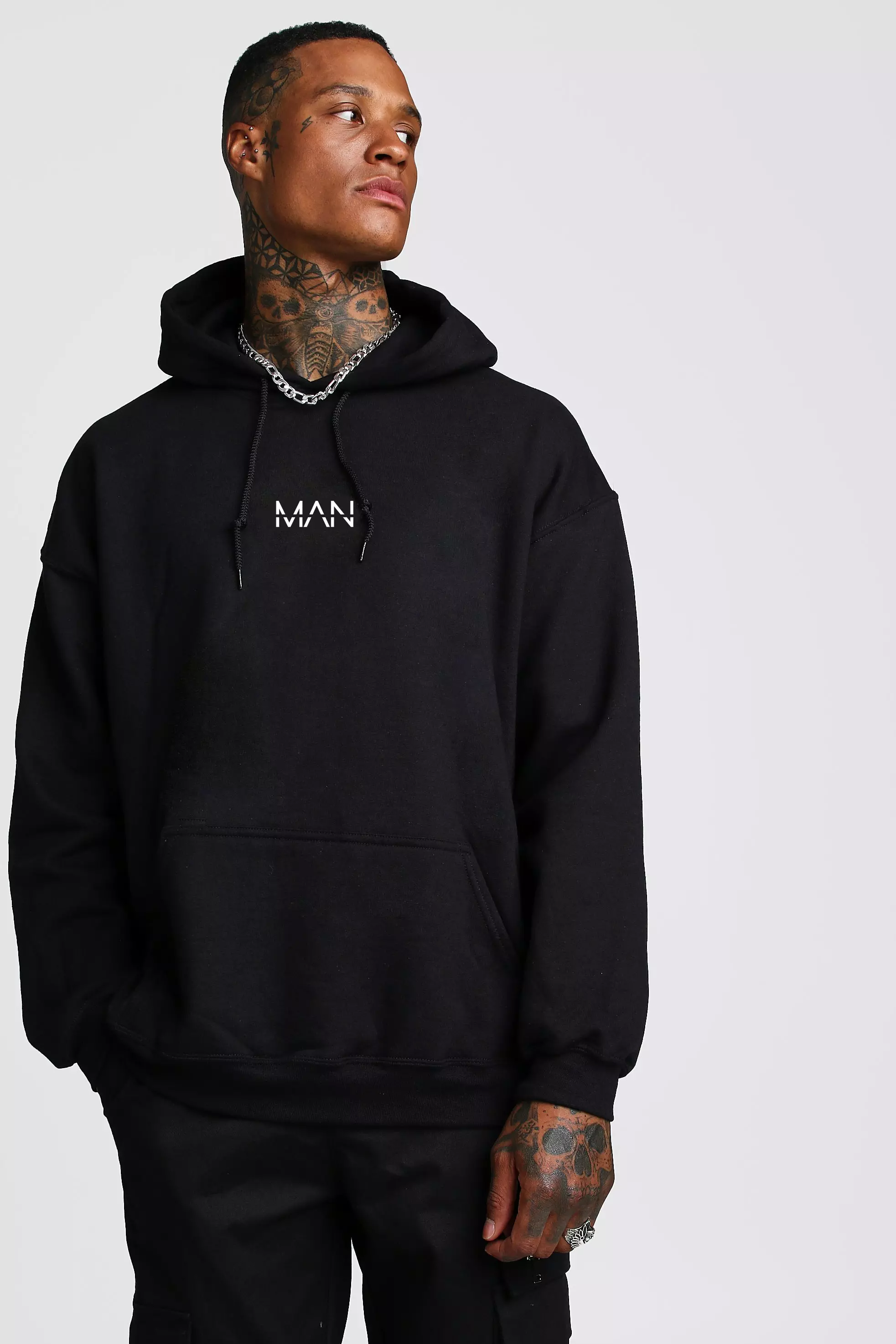 Oversized Drip Face Graffiti Print Hoodie boohooMAN