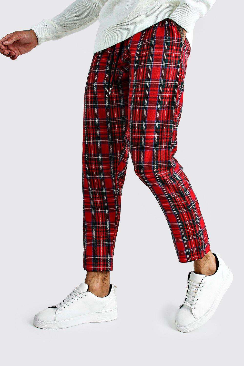 boohooman tartan trousers