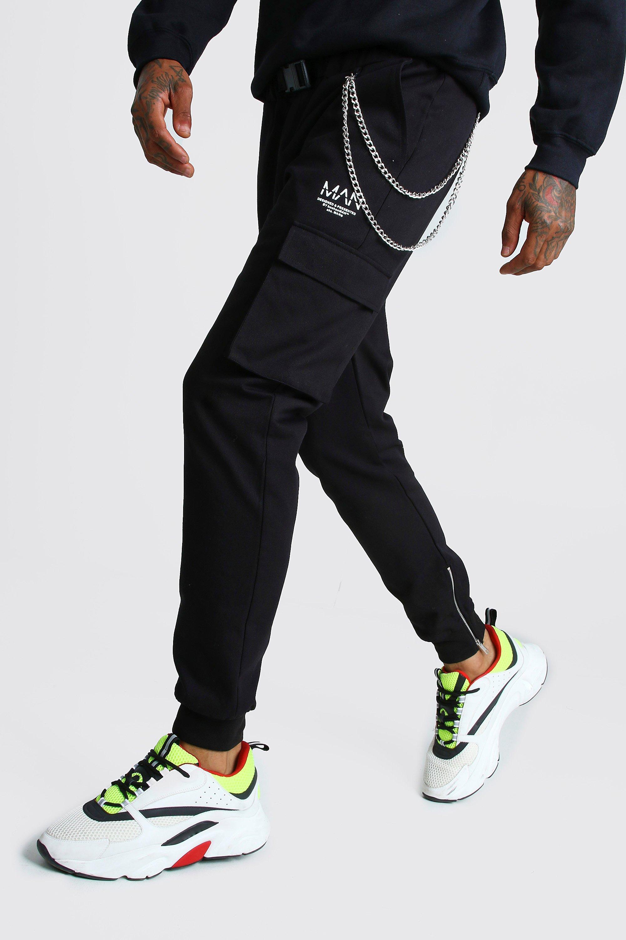 cargo pants with chain mens