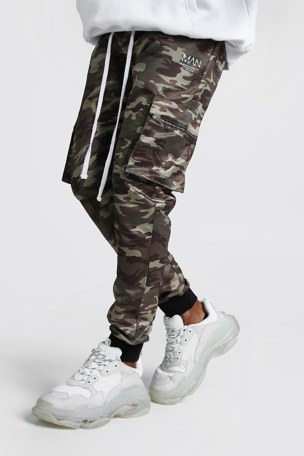 boohooman camo trousers