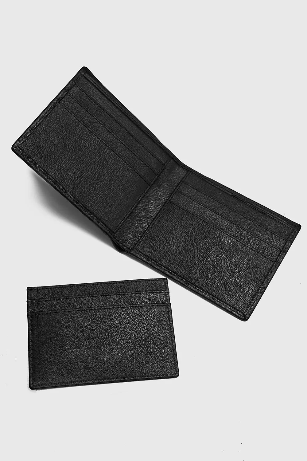 Black Real Leather Wallet And Cardholder Gift Set alternatieve afbeelding