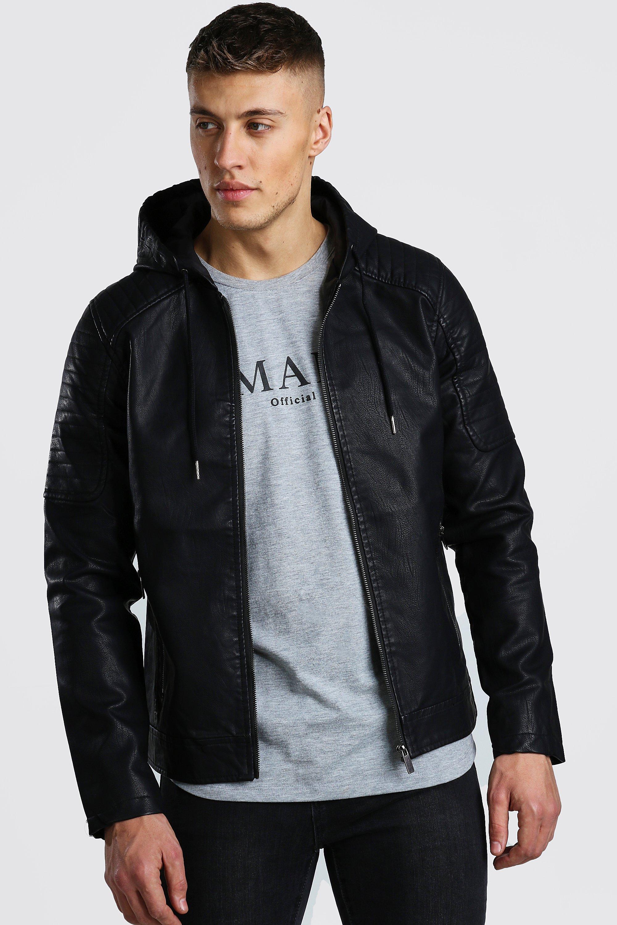 hoodie leather jacket