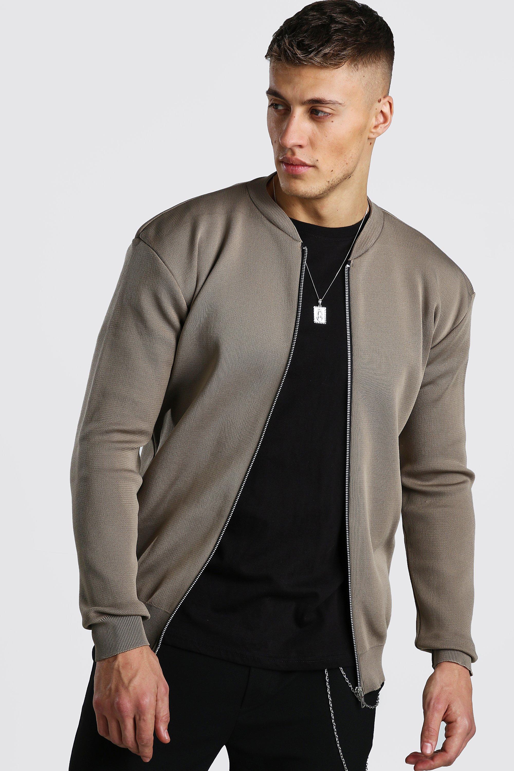 Smart Knitted Bomber | BoohooMAN