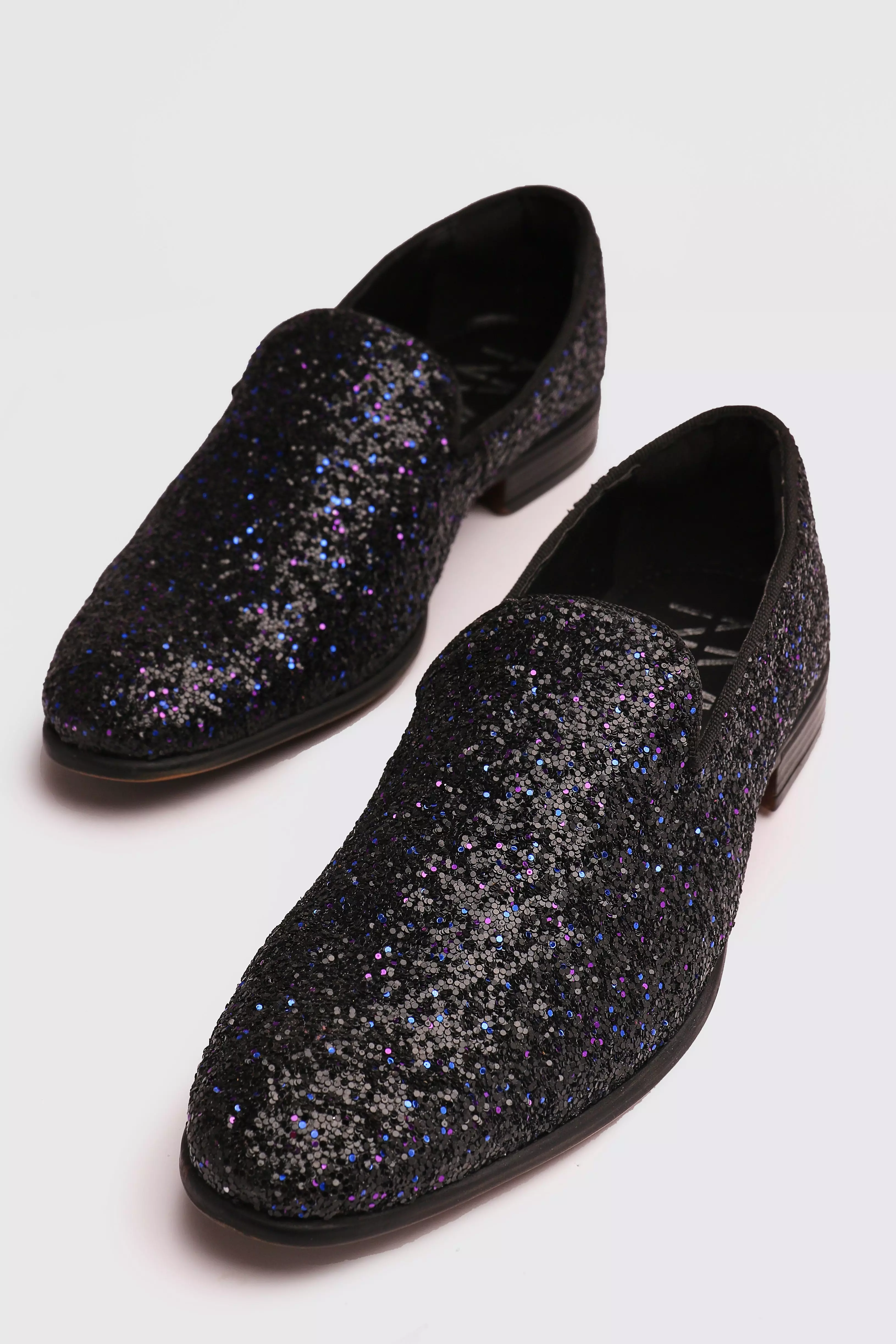 Black Glitter Loafer boohooMAN UK