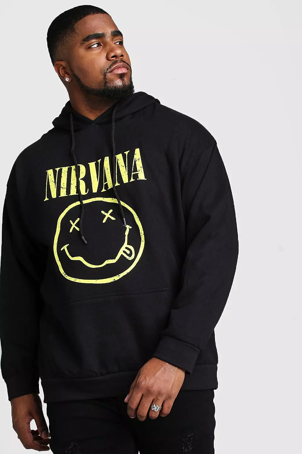 Felpa Taglie Forti Ufficiale Nirvana Con Cappuccio immagine alternativa