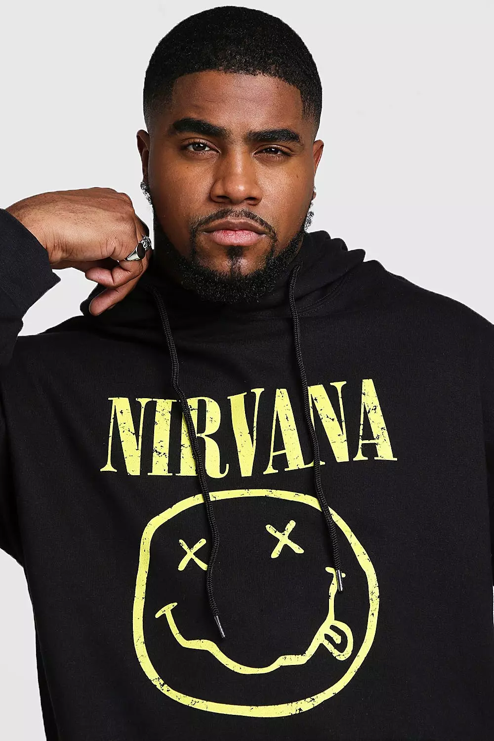 Felpa Taglie Forti Ufficiale Nirvana Con Cappuccio immagine alternativa