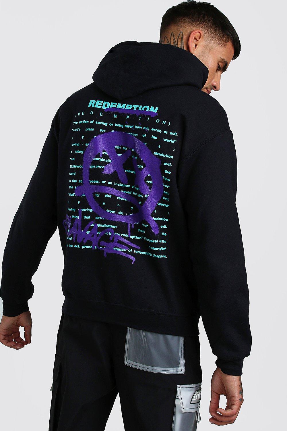 Graphic Back Print Hoodie boohooMAN UK