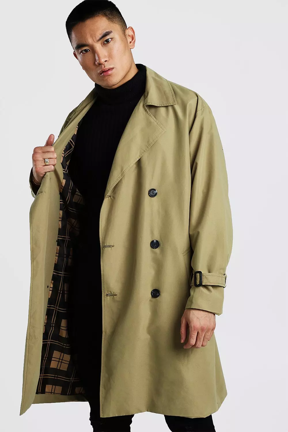 Lined trench shops coat