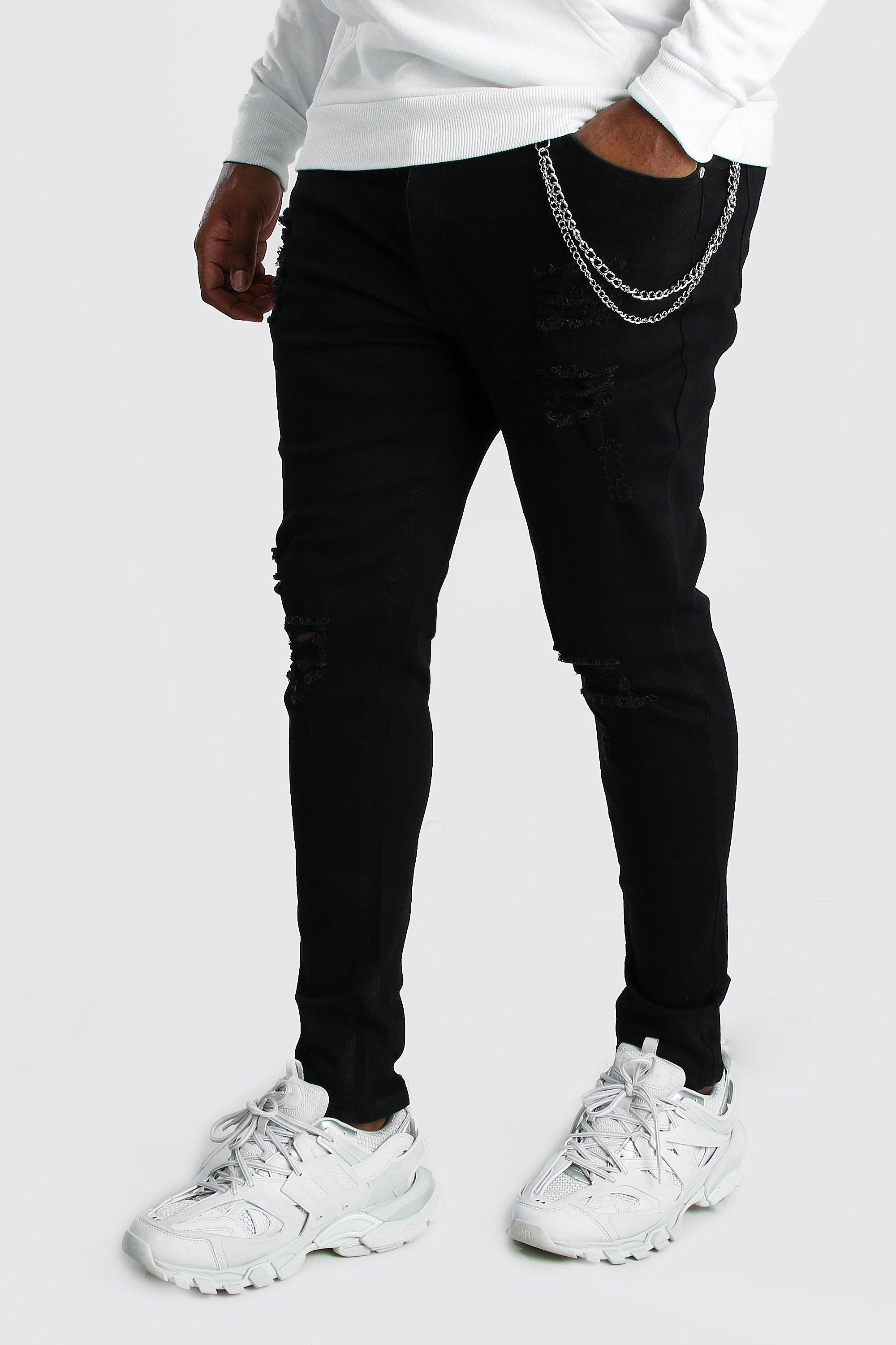 black skinny jeans with chains