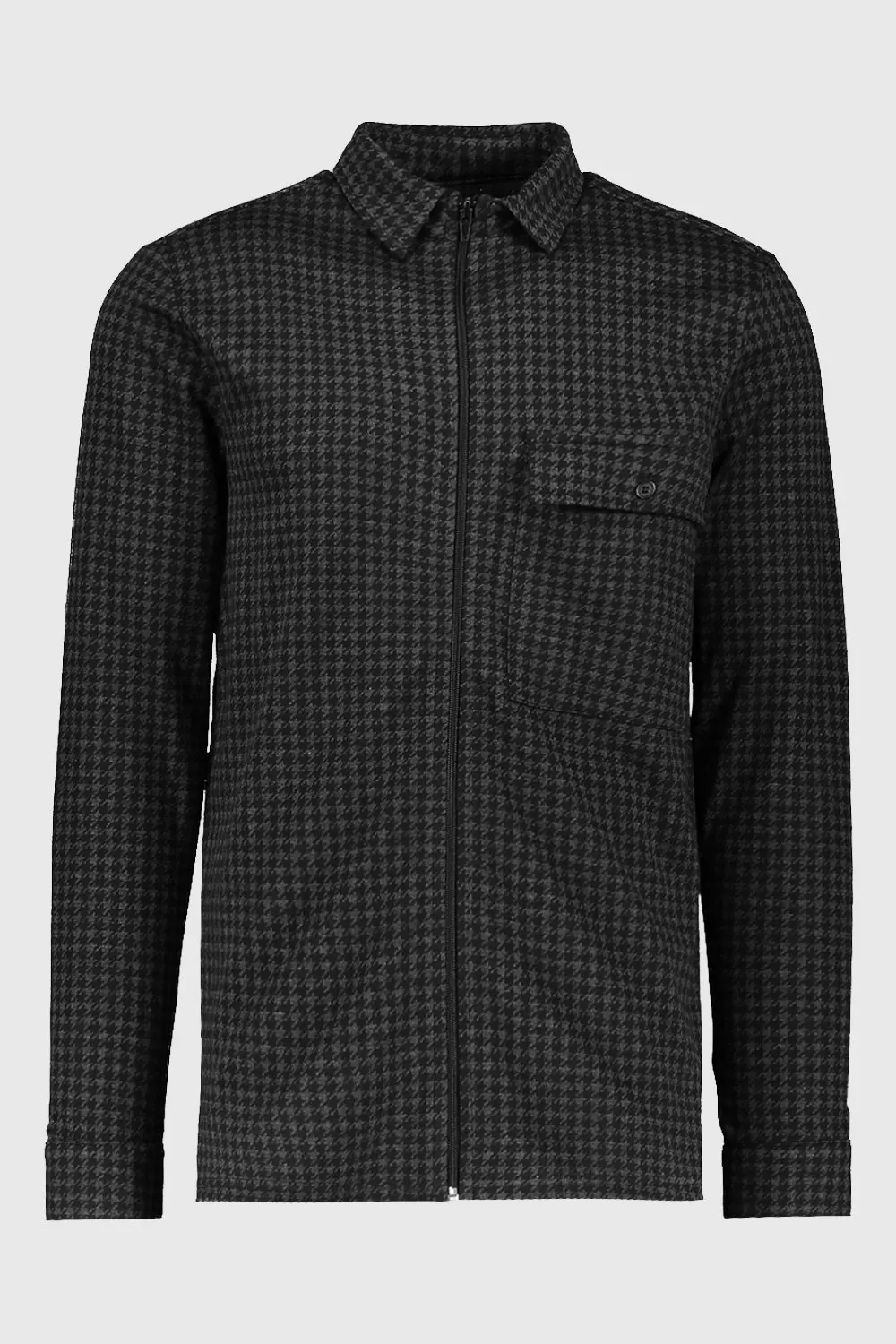 Houtskool Jacquard Dogtooth Overhemd Met Rits alternatieve afbeelding