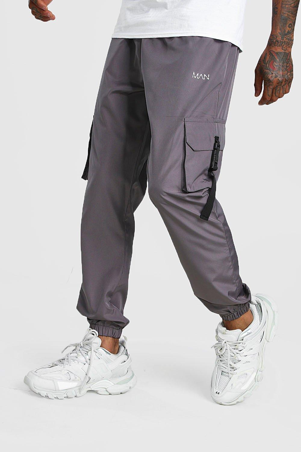 grey joggers boohooman