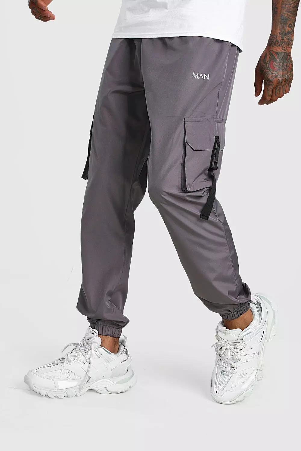 Original MAN Shell Cargo Buckle Joggers boohooMAN