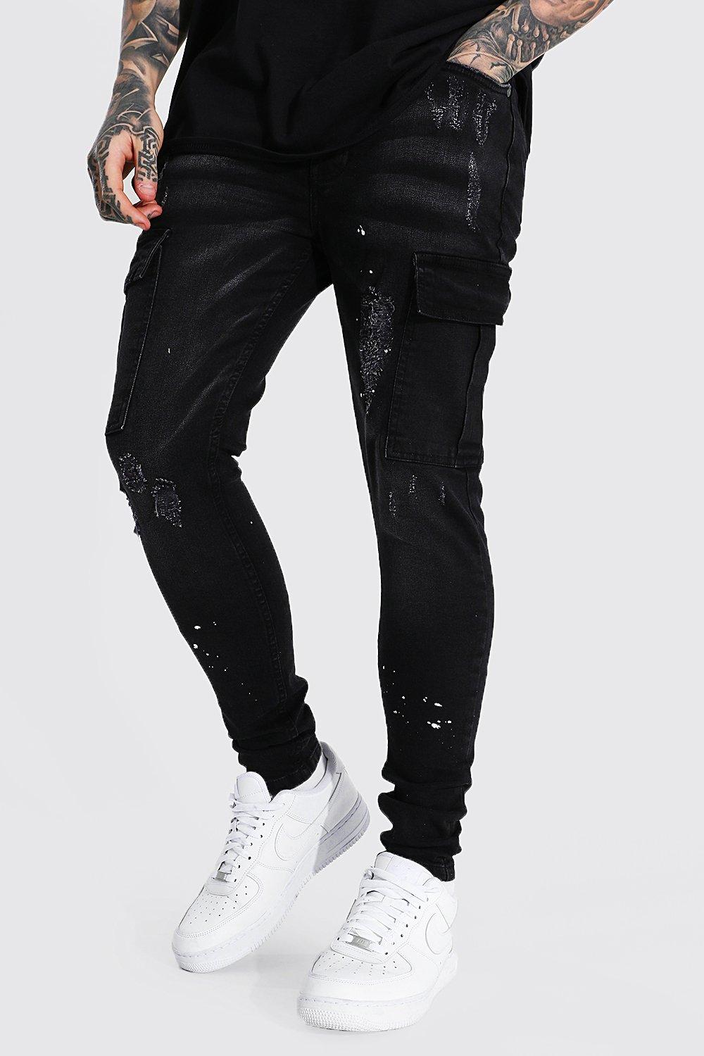 boohooMAN Mens Super Skinny Jeans - Black