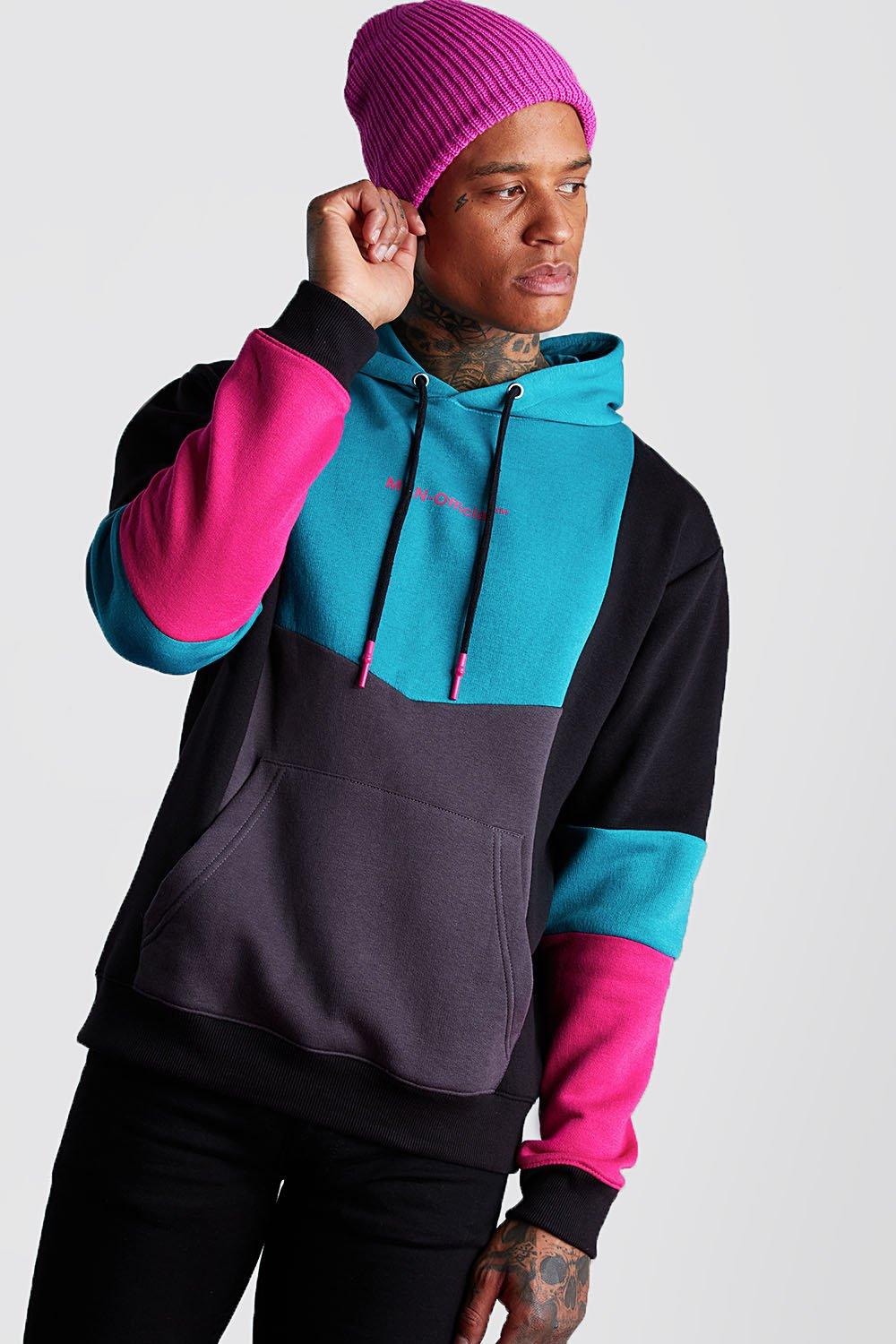 Man Official Colour Block Hoodie boohooMAN USA