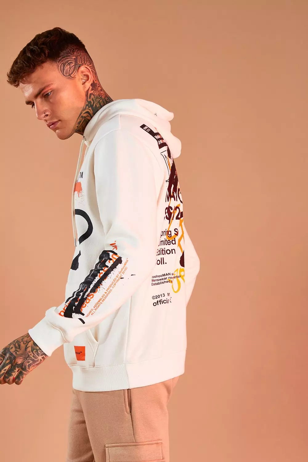 MAN Official Graffiti Print Hoodie boohooMAN UK