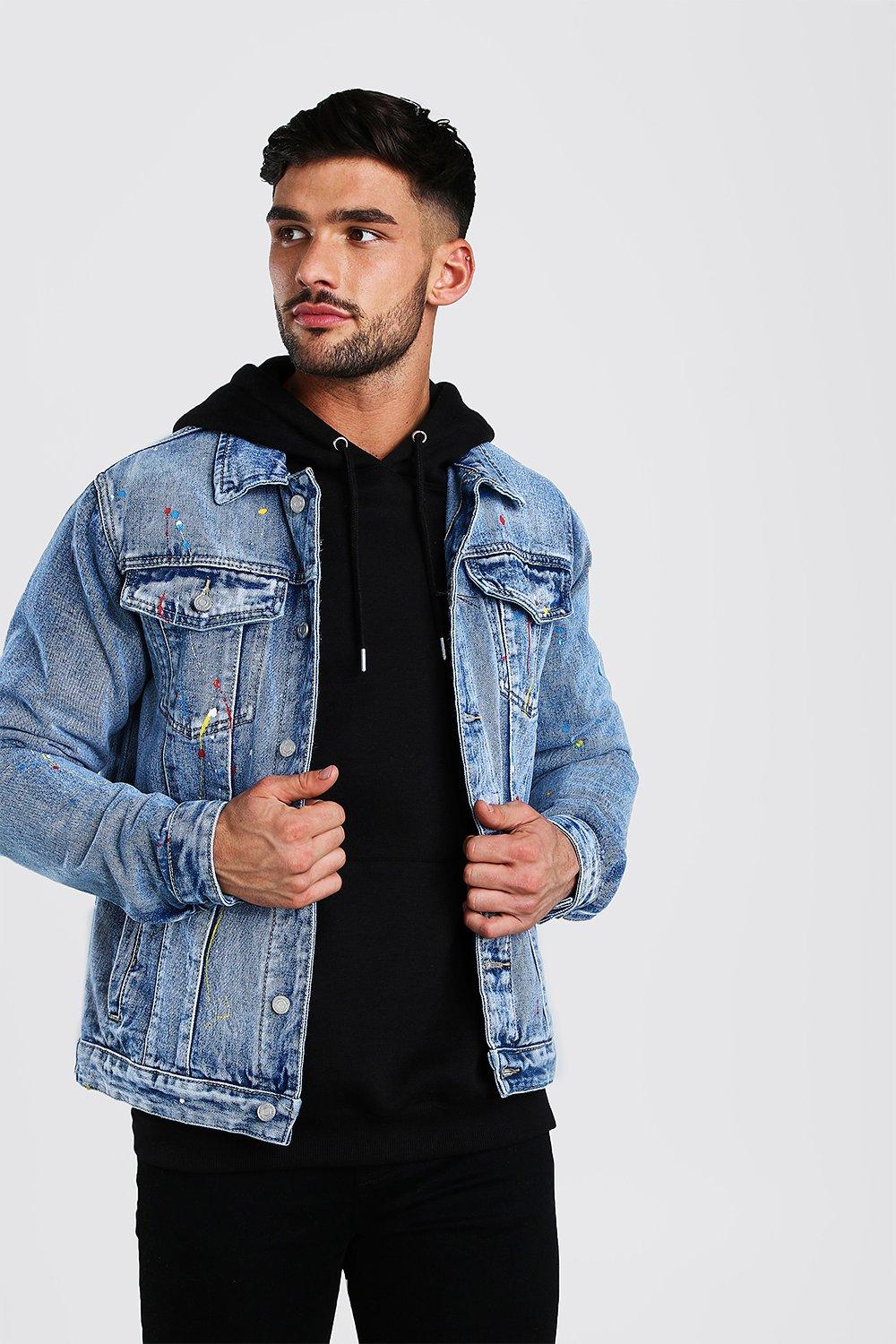 boohooman paint splatter jeans
