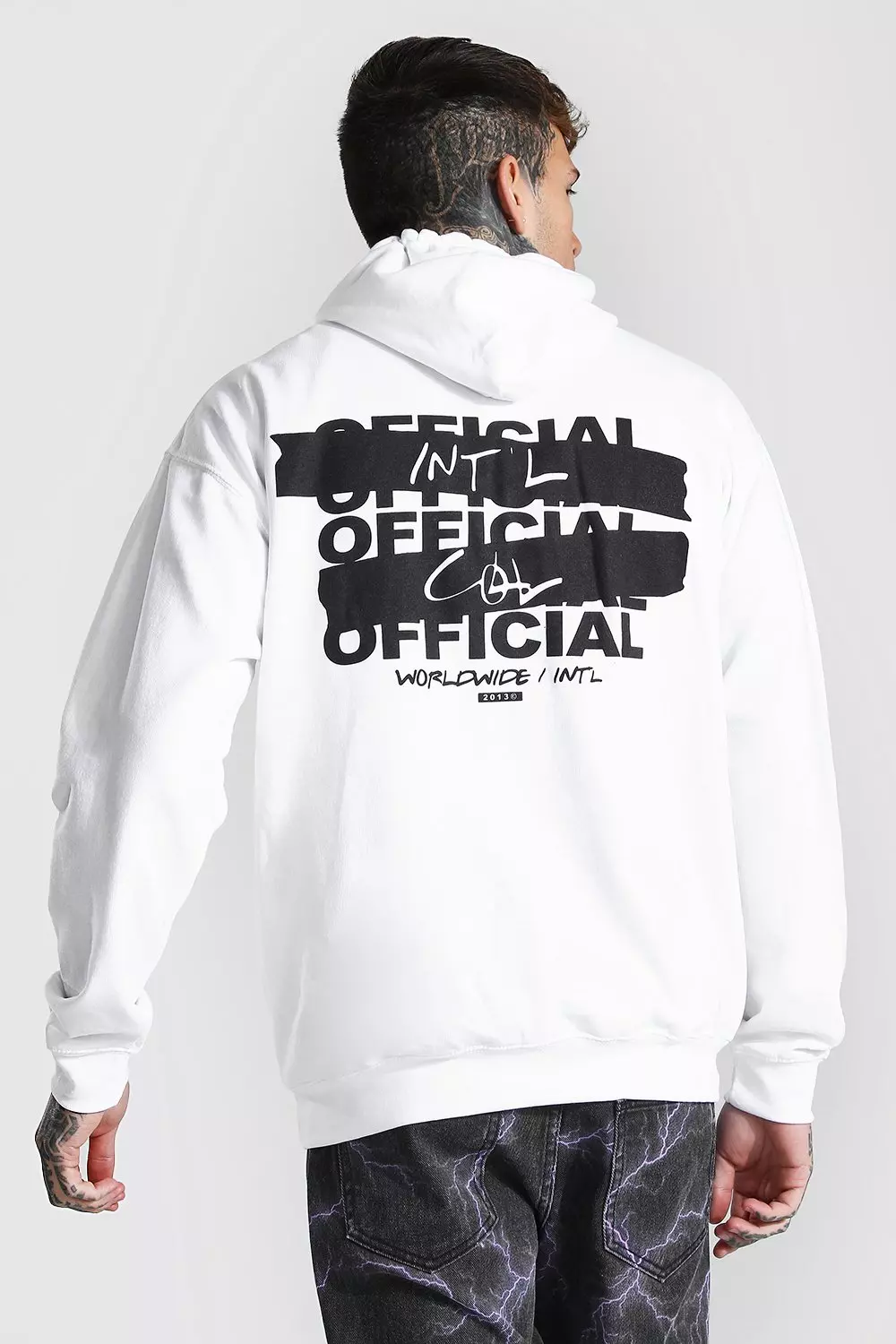 Oversized Official Back Print Hoodie boohooMAN