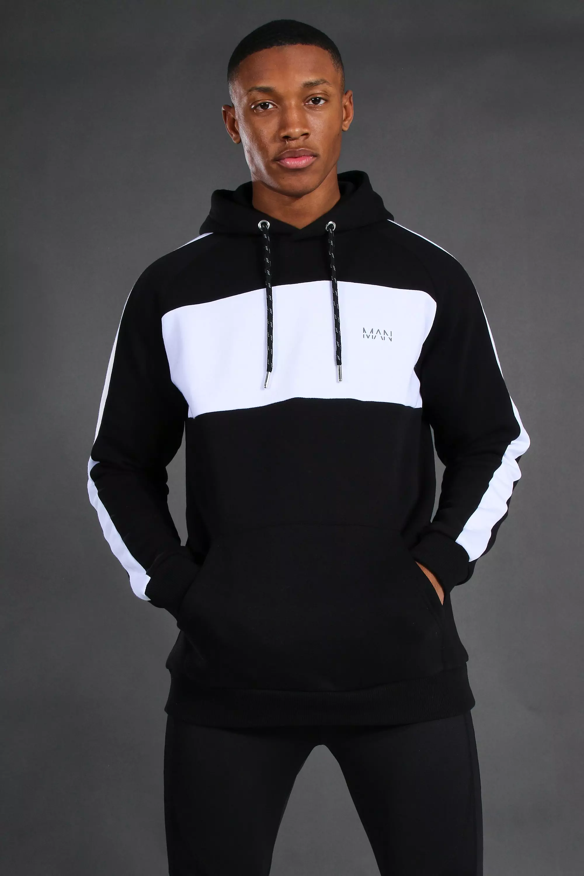 Man Raglan Panelled Hoodie boohooMAN