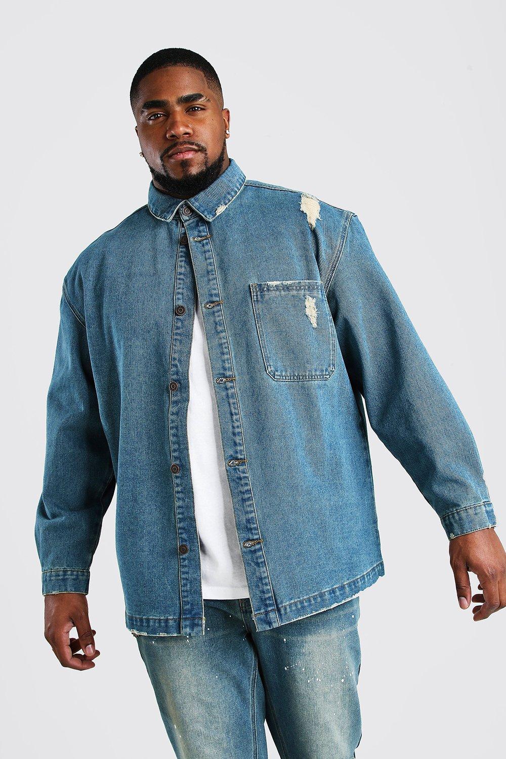 big men's denim shirts