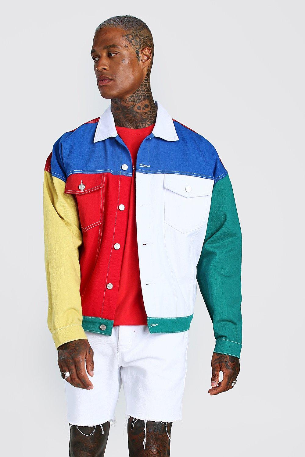 Colour block 2025 denim jacket mens