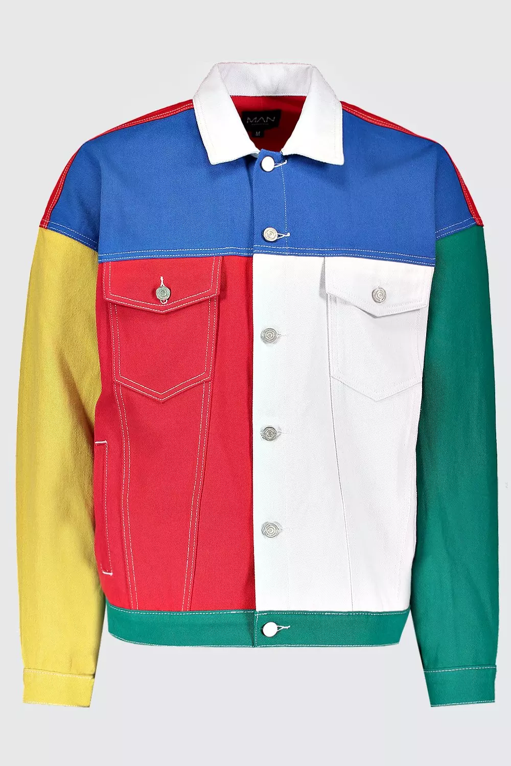 Colorblock denim jacket mens best sale