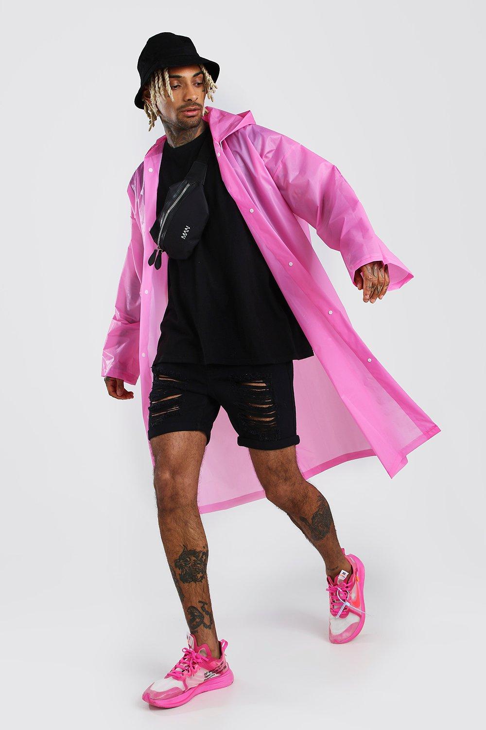 Foldaway Vinyl Festival Raincoat | boohooMAN USA