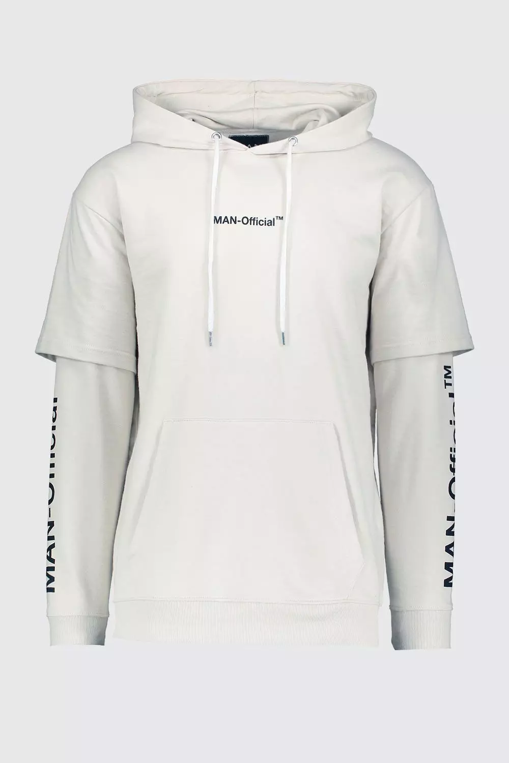 Loose Fit Man Official Layered Sleeve Hoodie boohooMAN USA