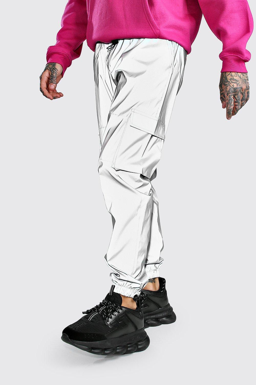 boohooman reflective joggers