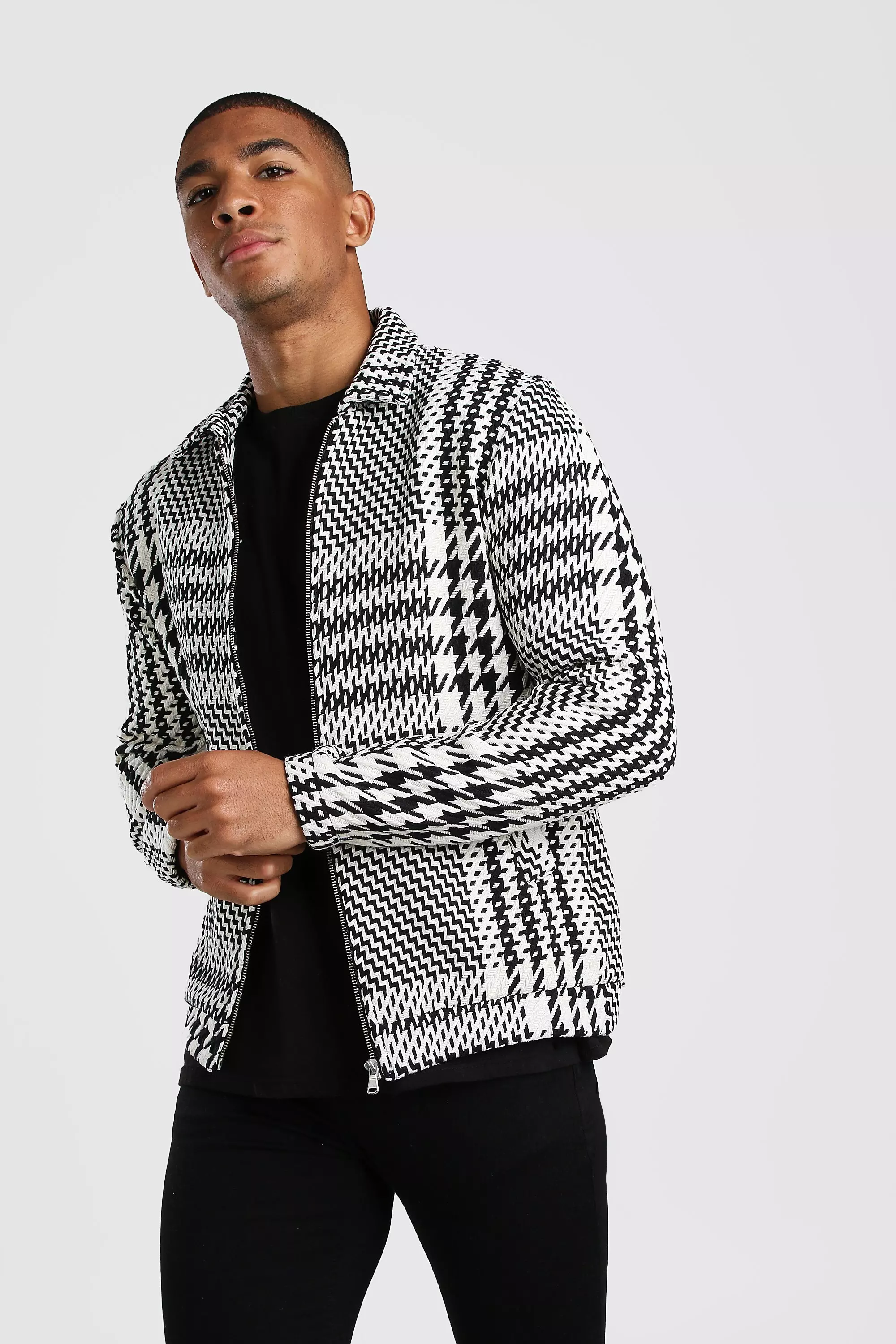 Black Textured Houndstooth Shacket alternative image