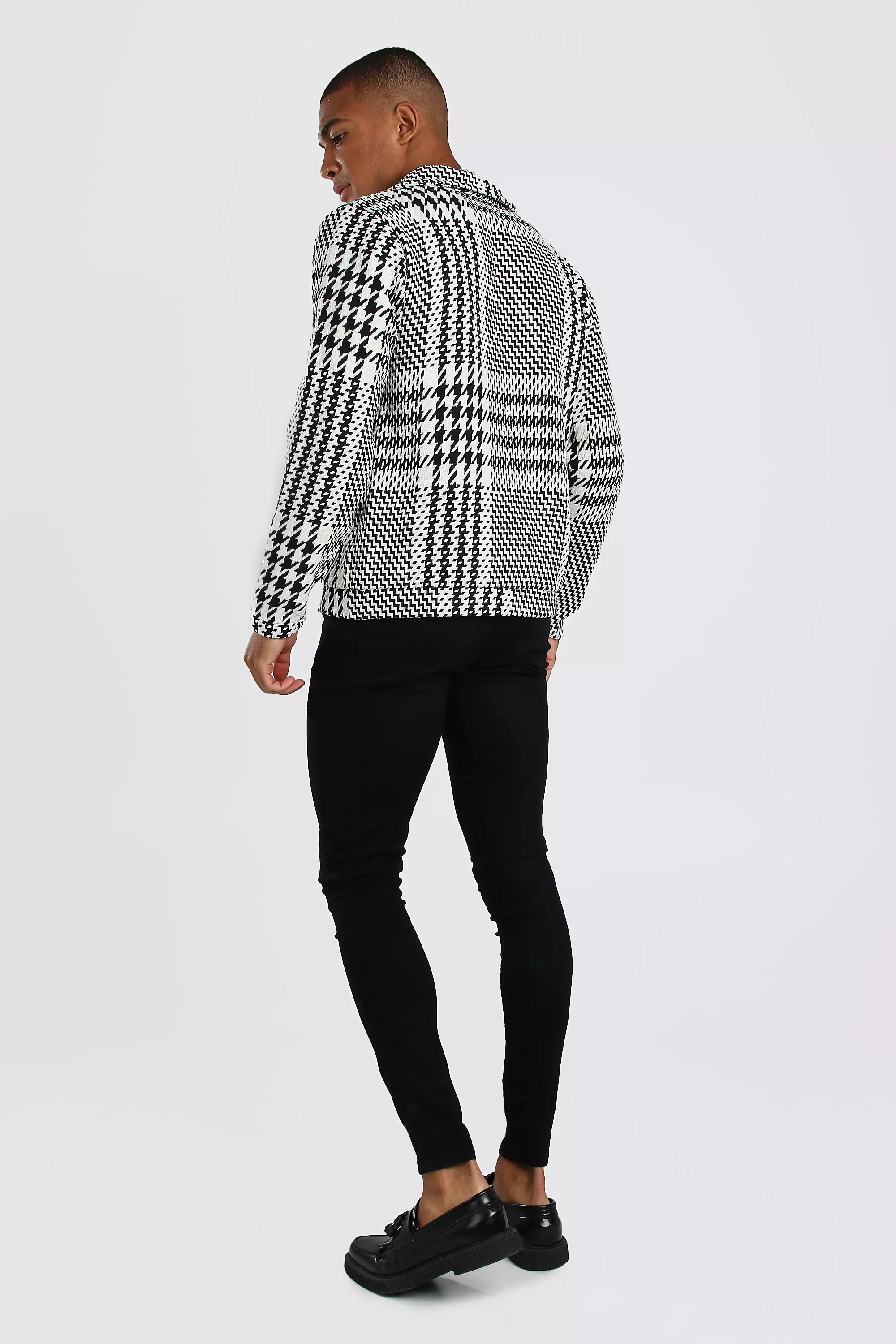 Black Textured Houndstooth Shacket alternative image
