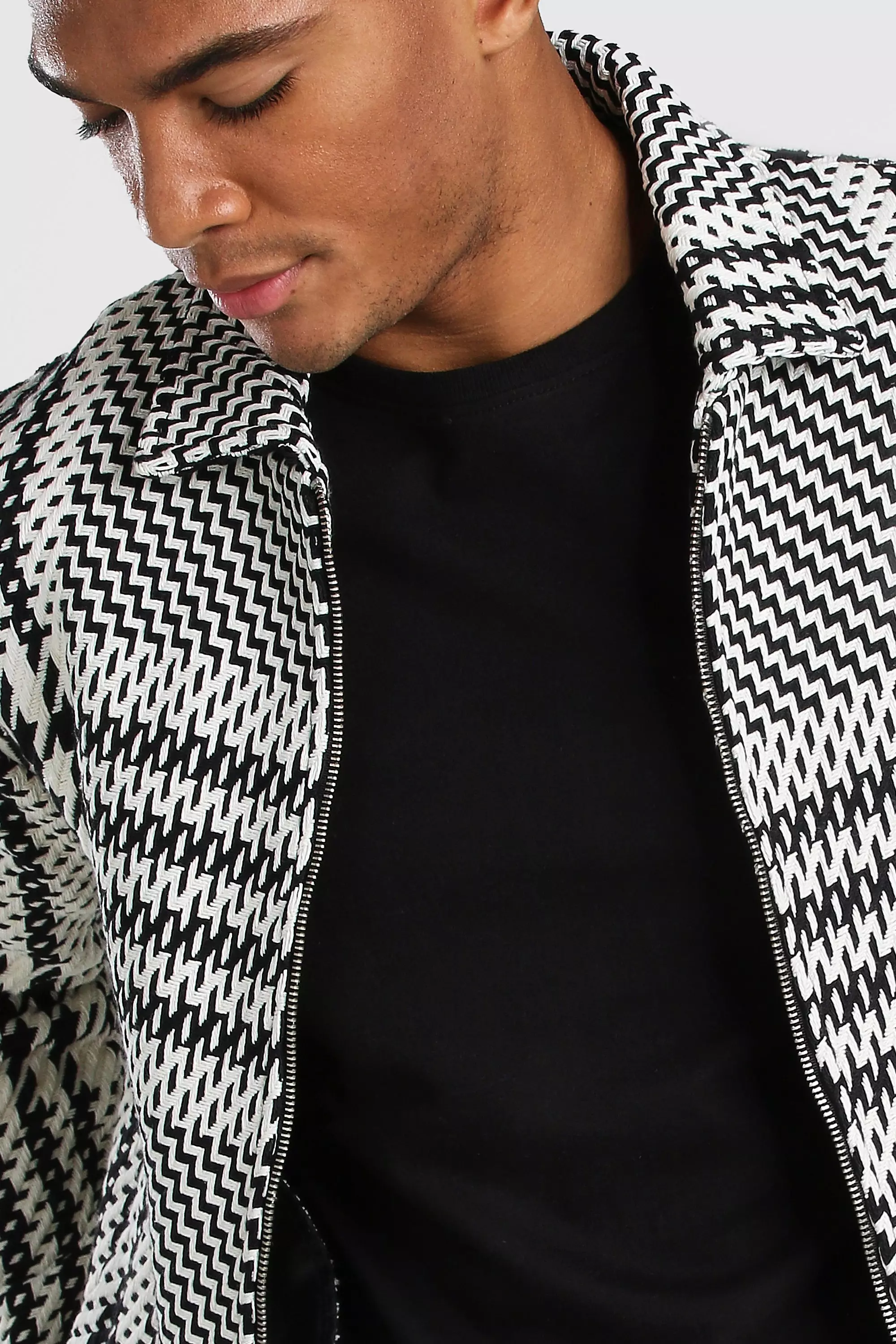Black Textured Houndstooth Shacket alternative image