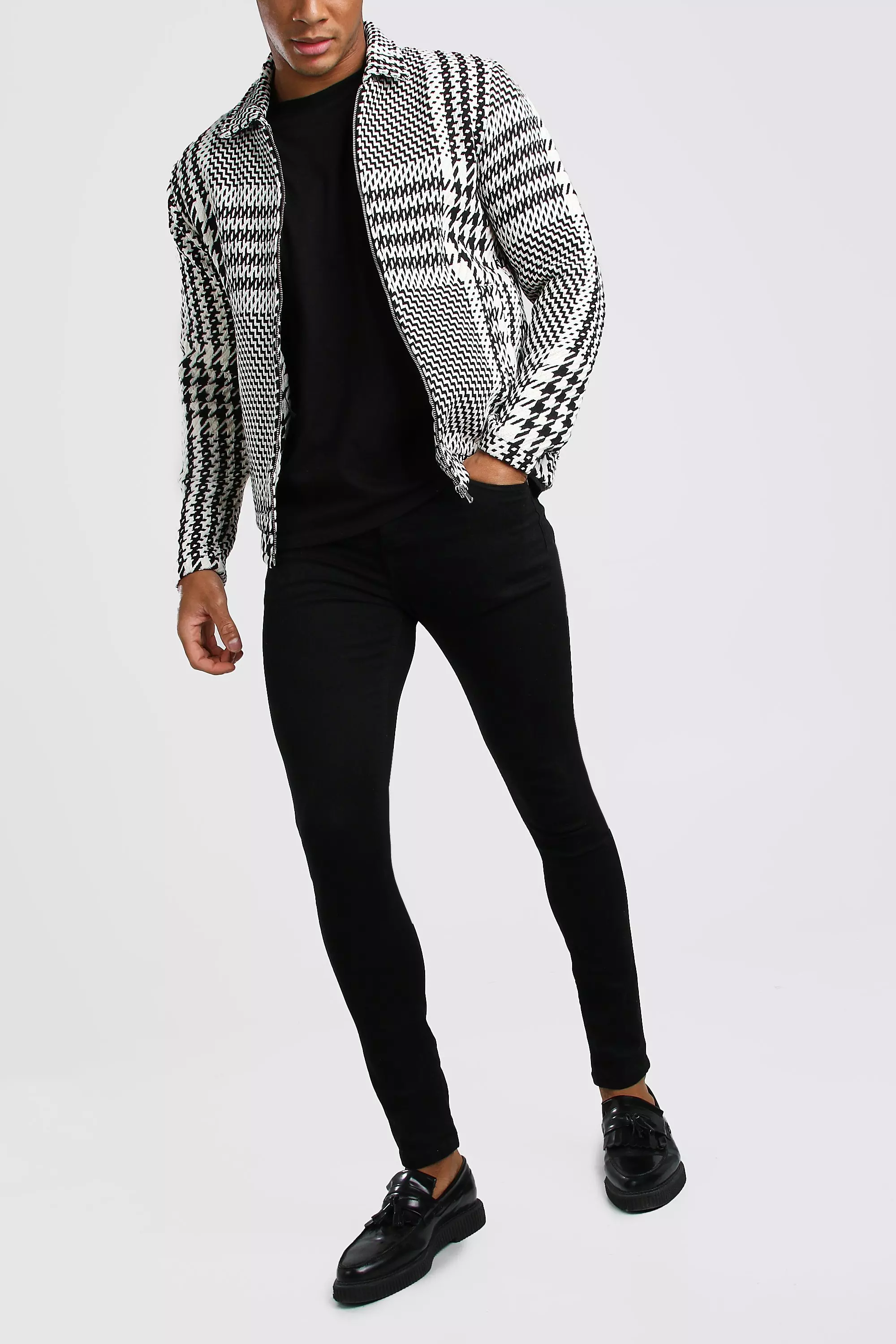 Black Textured Houndstooth Shacket alternative image