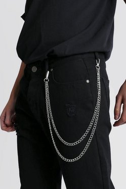 Bounce Highland amme Double Layer Jeans Chain | boohooMAN USA