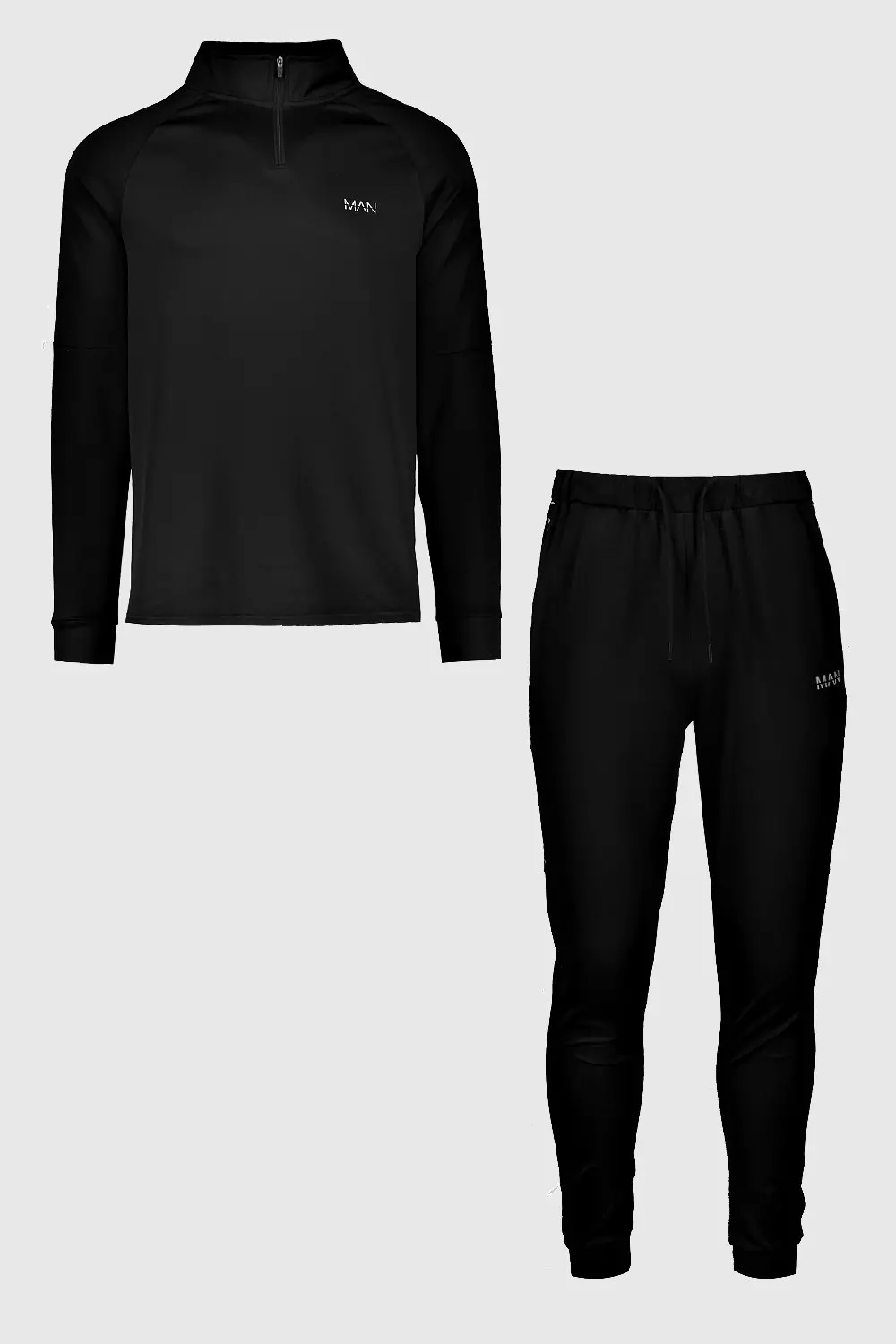 Black MAN Active Skinny Fit Tracksuit With Tape Detail alternative image