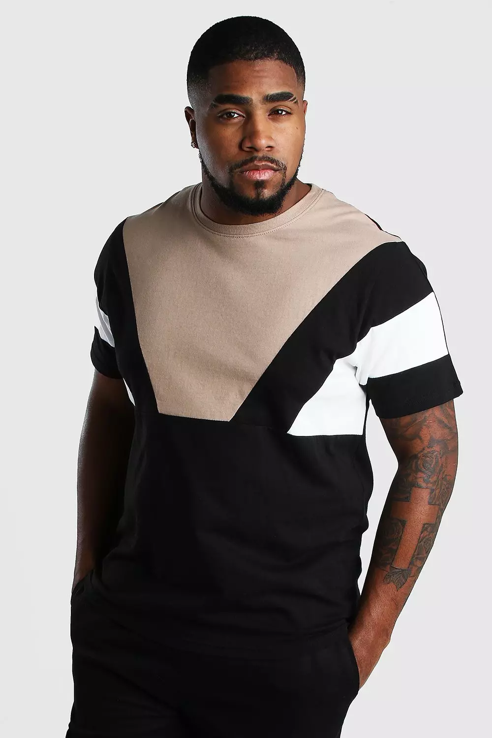 Plus Size Colour Block T Shirt boohooMAN UK