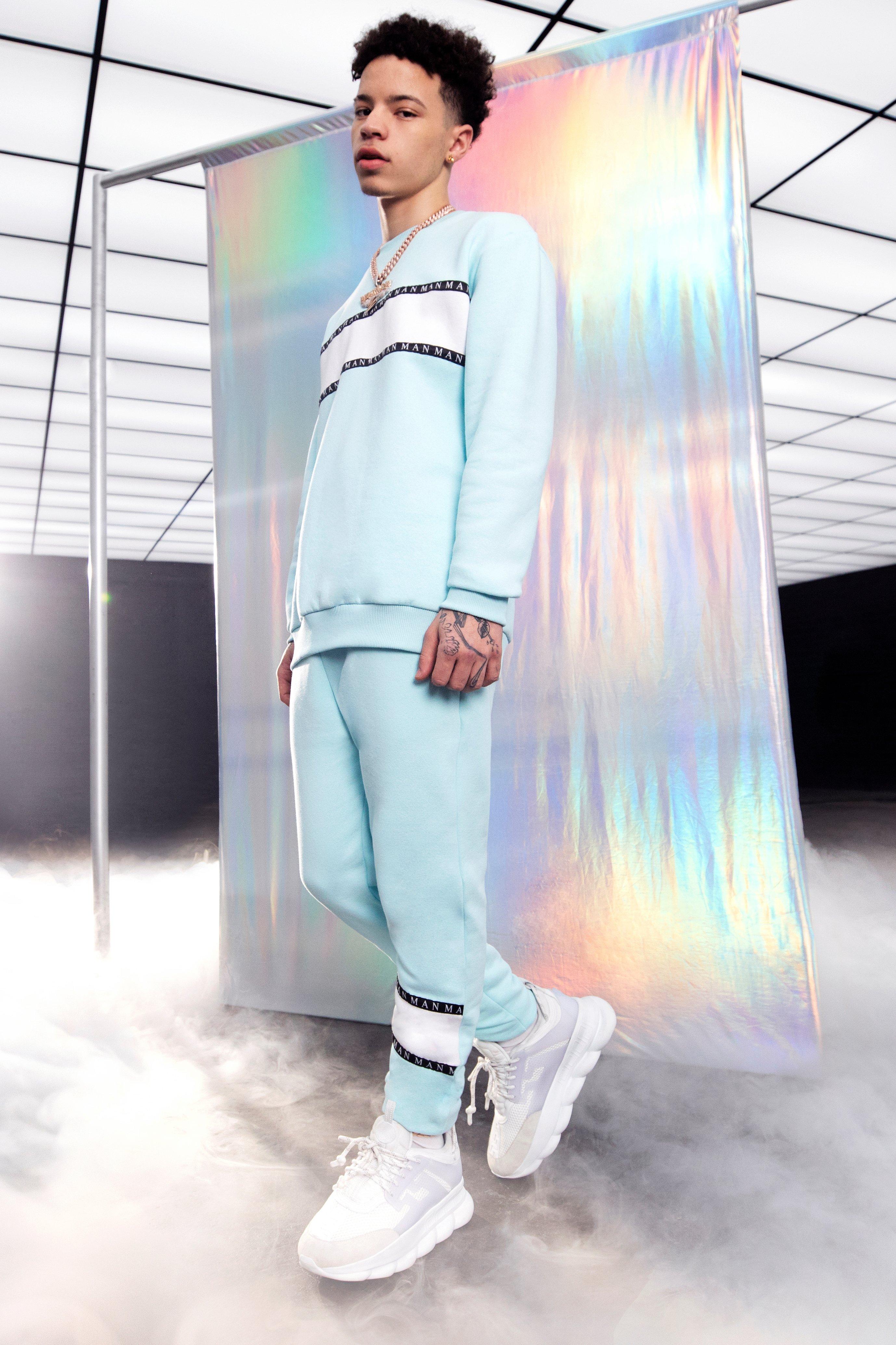 boohooman blue tracksuit