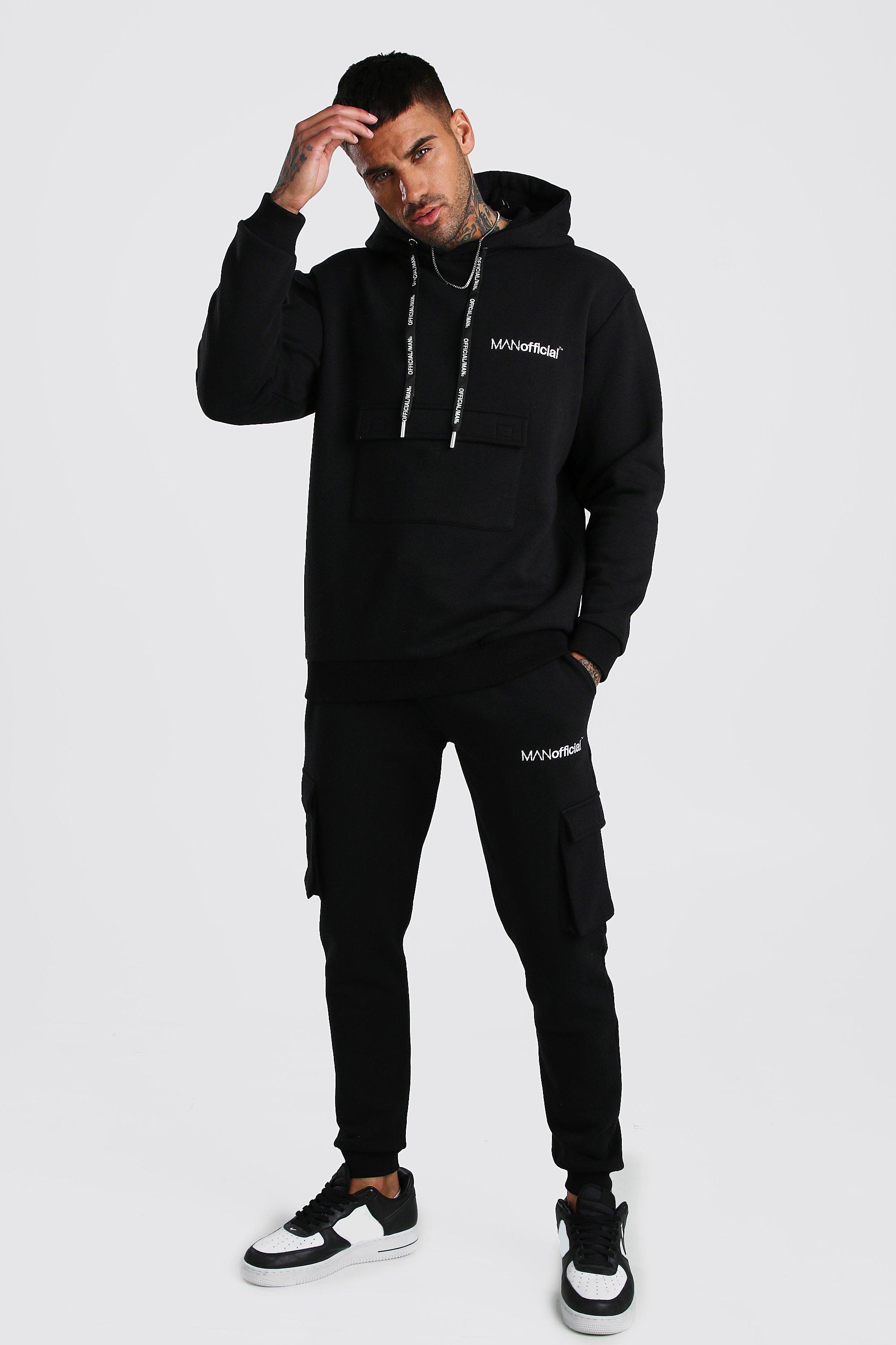 boohooman tracksuit black