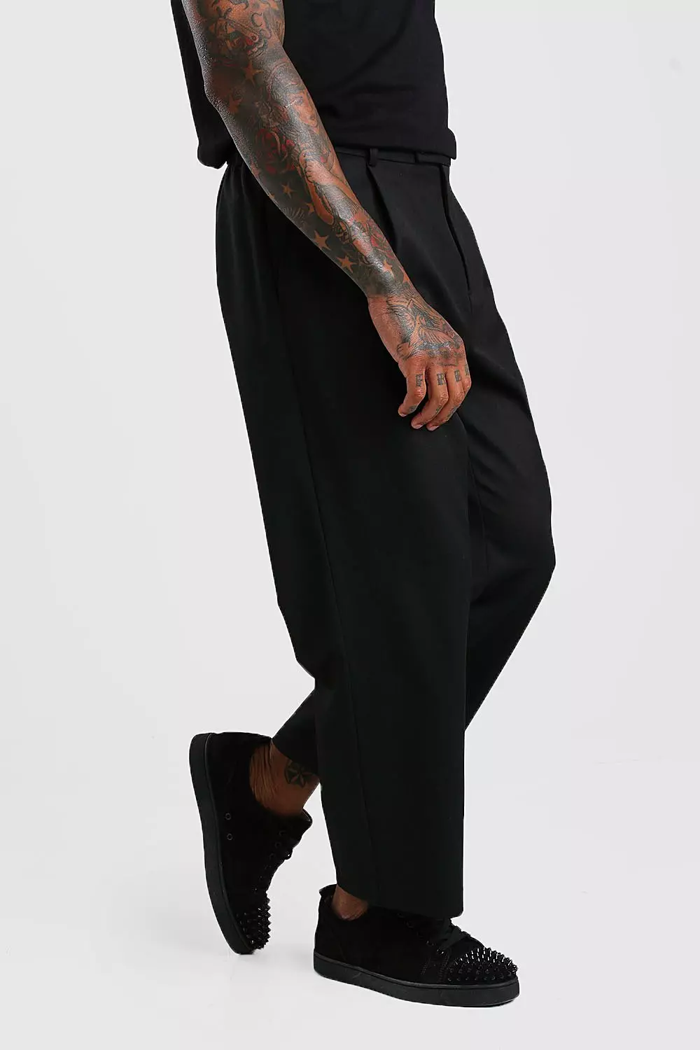 Wide Leg Cropped Pants | boohooMAN USA