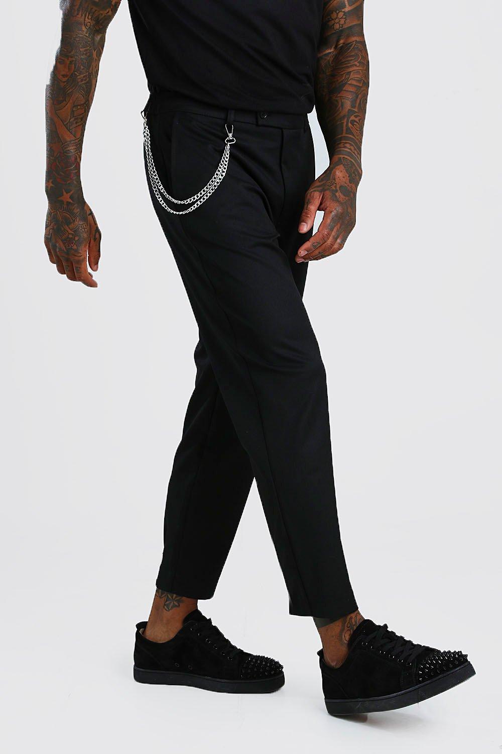 black slim cropped trousers